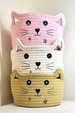 Stackable Cotton Coil Rope Storage Basket Desk Organizer In 3 Colors - 8 Wide