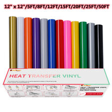 Heat Transfer Vinyl Roll Iron On Heat Press Htv T-shirt 12x 5ft-50ft For Cricut