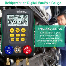 Digital Gauge Manifold Hvac Refrigeration Leak Vacuum Pressure Temp Tester Tools