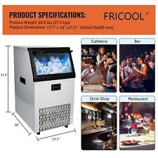 Fricool 110lbs24h Commercial Ice Maker Undercounter Freestand Ice Cube Machine
