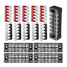 5sets 6 Positions Terminal Block Barrier Strip Dual Row Screw 15a With Cover Us