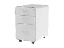 Monoprice Round Corner 3-drawer File Cabinet - White With Lockable Drawer