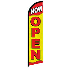 Now Open Windless Swooper Advertising Feather Flag Nowopen Red Yellow Sign