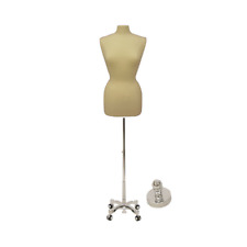 Female Dress Form Pinnable Mannequin Torso Size 10-12 With Chrome Wheeled Base