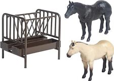 Little Buster Priefert Pasture Horse Feeder With Black And Buckskin Horses