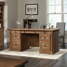 Sauder Palladia Contemporary Wooden Executive Desk In Vintage Oak Finish