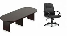 Otg 10 Ft Conference Table Set With 8 Black Luxhide Leather Chairs In