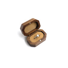 Vintage Walnut Wood Ring Box Earrings Jewelry Diy Display Storage Holder Wedding