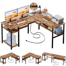 47 L Shaped Gaming Desk With Power Outlets Home Office Desk W Storage Shelves