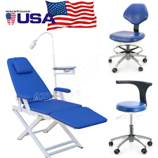 Portable Dental Folding Chair Assistant Stool Adjustable Mobile Chair Blue