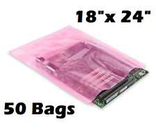 50x Anti-static Bags 18 X 24 2 Mil Large Pink Poly Bag Open Ended Motherboard