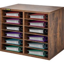 Vevor Wood Literature Organizer File Sorter Paper Storage Holder 12 Slots Brown