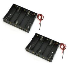 2x 5-aa Slots Battery Holder Case Spring Clip Plastic Storage Box Series 7.5v
