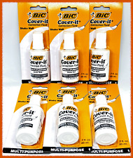 6-bic White Out Cover-it Multi Purpose Pen Ink Correction Fluid .7 Fl Oz 20ml