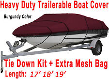 Bass Tracker V-nose Trailerable Boat Cover Burgundy Color Y4