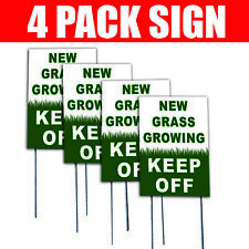 Pack Of 4 Sign New Grass Growing Keep Off Coroplast Plastic Sign With Free Stake