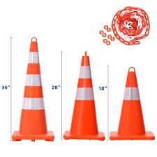 18 28 36 Orange Traffic Safety Cones Fluorescent Reflective Parking Road