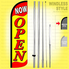 Now Open - Windless Swooper Flag Kit 15 Feather Banner Sign Yf-h