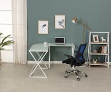 L-shaped Hourglass-style Computer Desk Whitewhite Glass