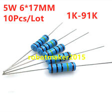 10pcs 5w 5 Watt Metal Film Resistor 1 1k -91k Ohm 1 K - 91 K 617mm