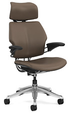Humanscale Freedom Miso Brown Bizon Leather Aluminum Computer Office Desk Chair