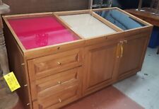 Large Free Standing 3 Glass Sectional Maple Display And Storage Cabinet