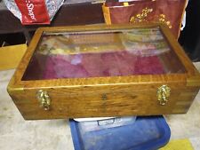 Vintage Oak Wood And Glass Tabletop Counter Jewelry Collectible Display Case
