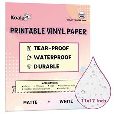 Koala Waterproof Printer Paper 11x17 Matte White Inkjet Printable Vinyl Sheets
