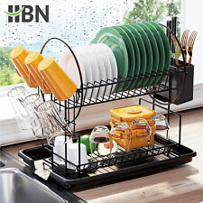 Dish Drying Rack - 2 Tier Dish Racks For Kitchen Counter With Drainboard