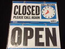 Open Closed Sign Chain 2 Sided 11.5 X 6. Store Business Hours Free Suction Cup
