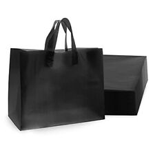 Plastic Bags With Handles - 50 Pack Large Frosted Black Plastic Shopping Bags G