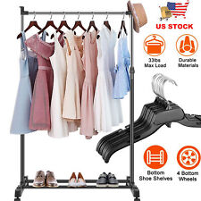 Heavy Duty Commercial Garment Rack Rolling Collapsible Cloth Shelf Wheel Hanger