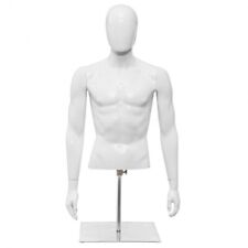 Male Mannequin Realistic Plastic Half Body Head Turn Dress Form Display W Base