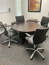 Euc Round Conference Table With Four Chairs
