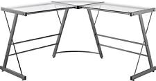 L-shaped Computer Desk Workstation Glass Top Gaming Laptop Table Home Office Us