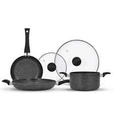 5 Piece Granite Stone Cookware Nonstick Pots Pans Set Kitchen Cooking Home
