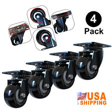 4 Pack Caster Wheels Heavy Duty Rubber Swivel Plate Caster Mute Ball Bearing