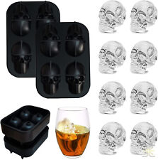 2 Pack Ice Cube Tray Maker 3d Skull Silicone Ball Mold Whiskey Cocktail Party