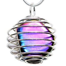 Charged Platinum Silver Rainbow Magnetic Hematite Pendant 20 Stainless Chain