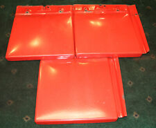 3 Red Porcelain Roof Shingles From Vintage Gas Station Roof - Old - Antique