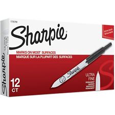Sharpie 1735790 Retractable Permanent Markers Ultra Fine Point Black 12 Count