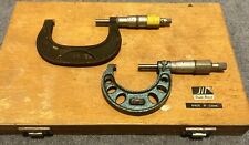 Scherr-tumico 2-3 Micrometer And Fowler 1-2 In Micrometer Set With Wood Box