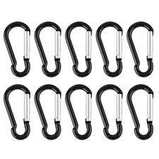 10 Mini Black Carabiners Camping Spring Clip Hook Keychain Key Ring Hiking Small