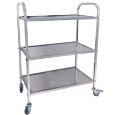 3tiers Stainless Steel Kitchen Service Trolley Storage Cart Shelves Utility Cart