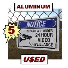 5 Used Warning Home Security Cameras Are In Use 10x14 Aluminum Metal Yard Sign
