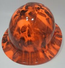 Vented New Full Brim Hard Hat Custom Hydro Dipped Candy Orange Melting Skulls