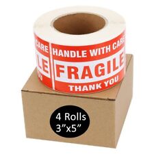4 Rolls 500roll 3x5 Fragile Stickers Handle With Care Thank You Shipping Labels