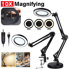 Magnifier Led Lamp 10x Magnifying Glass Desk Light Reading Lamp With Base Clamp