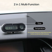 Mini Led Digital Car Air Vent Clock Thermometer Temperature Auto Lcd Lights Us