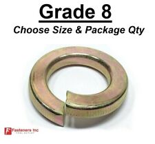 Grade 8 Hardened Yellow Zinc Plated Steel Split Lock Washers All Sizes Qty